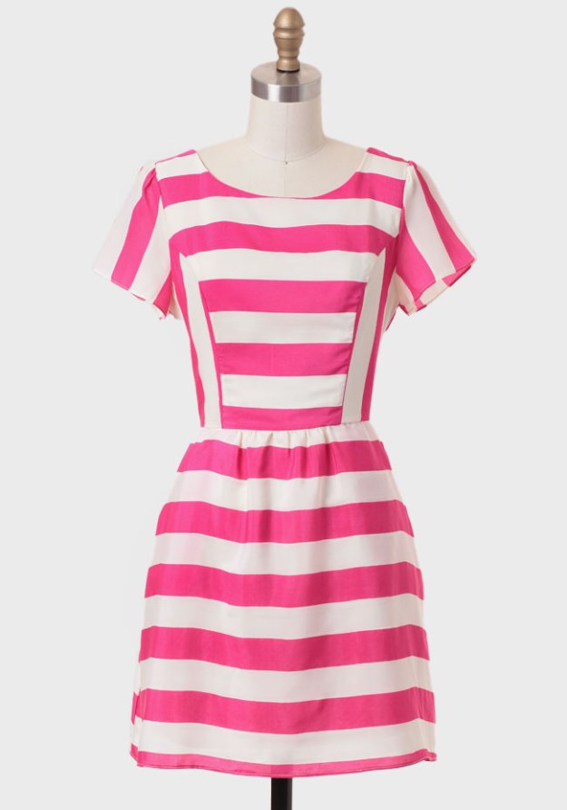 ruche striped dress