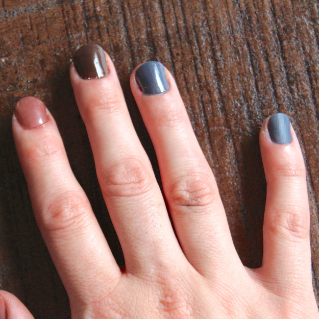 I'm excited about the matte trend also, so I applied an OPI matte topcoat to the blue on my pinky.  LOVE!