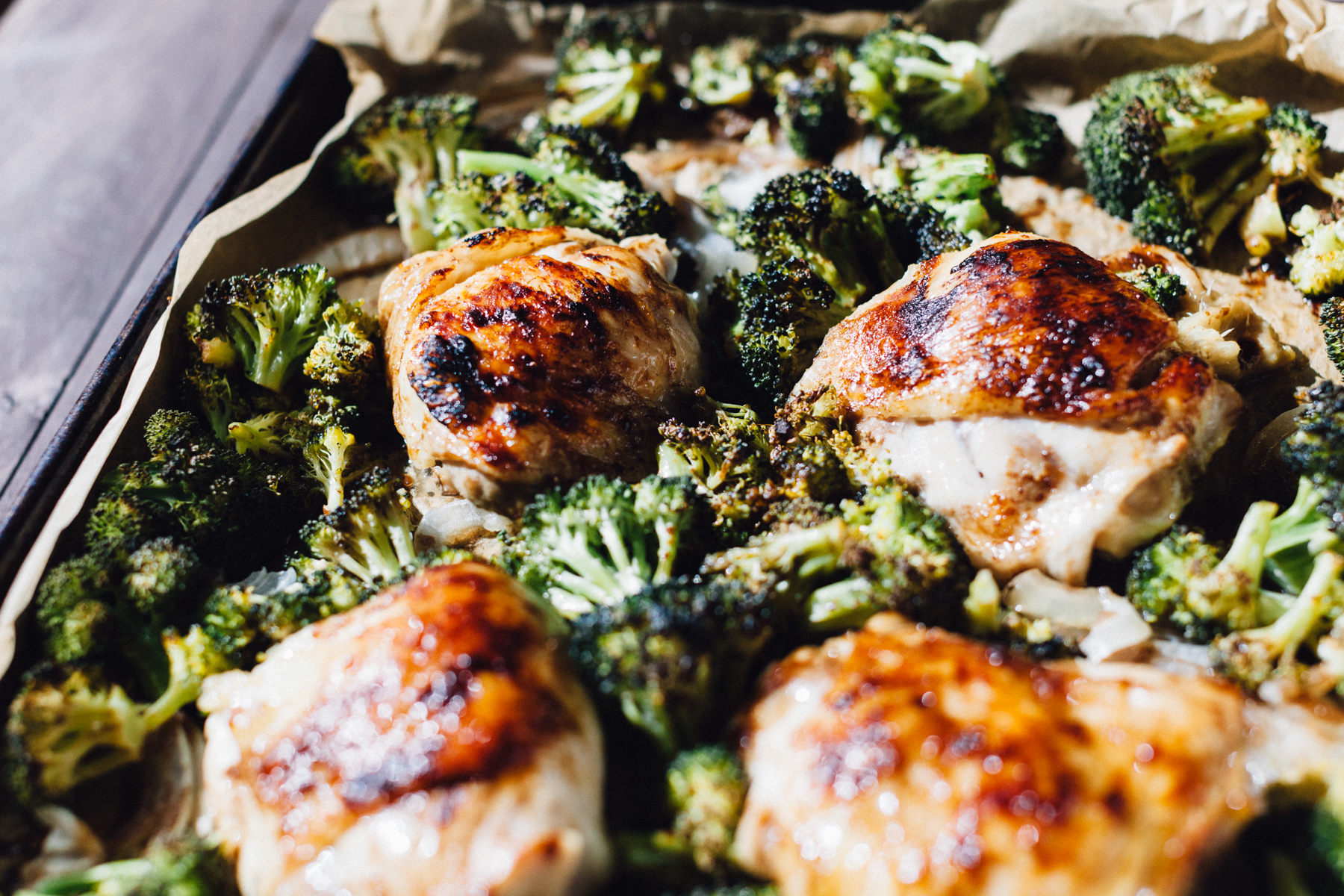 Sheet Pan Dinner: Balsamic Chicken Thighs with Roasted Broccoli | Alyssa & Carla