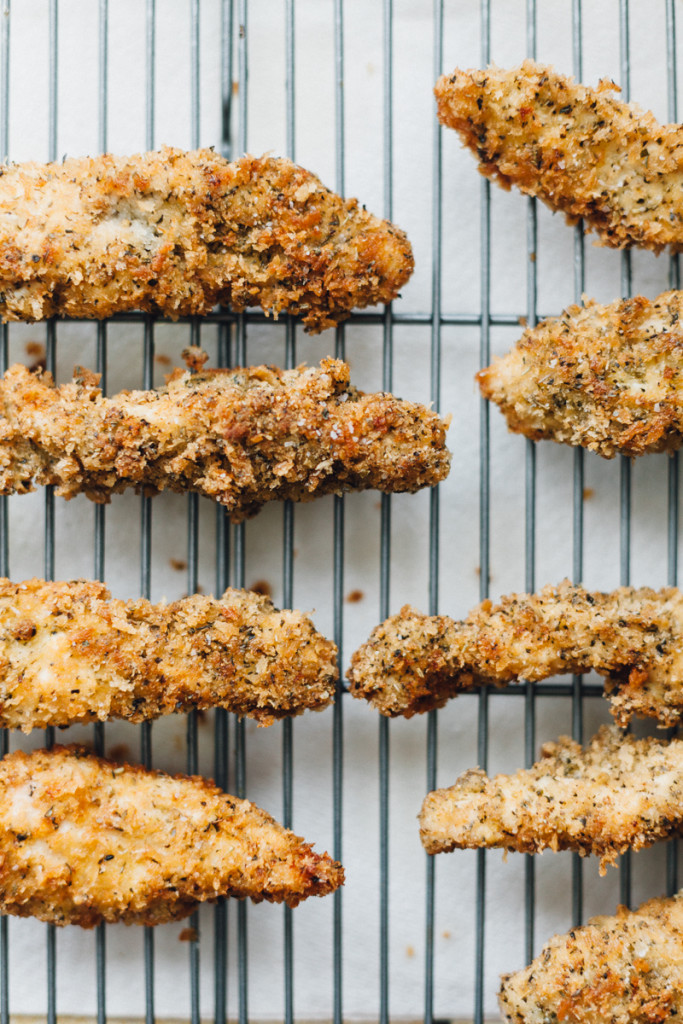 Crispy Herbed Chicken Fingers with Honey Mustard Dipping Sauce